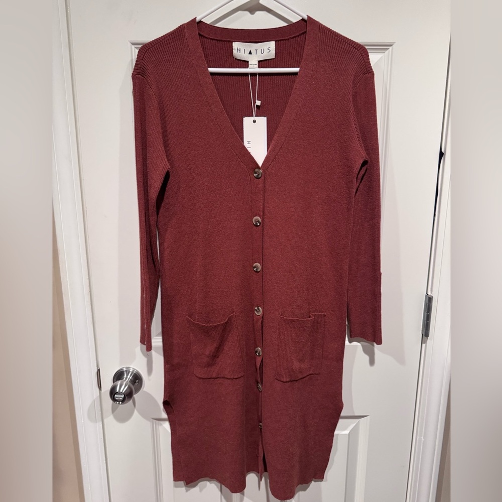 Hiatus Burnt Orange Long Cardigan
